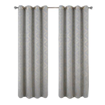 Front. RT Designers Collection - RT Designers Collection Heathrow Halo Foil Blackout Polyester Window Curtain Grommet Panel 52" x 84" Silver - Silver.
