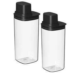 OU - Airtight Food Storage Container 2‑Pack, 6 Cup BPA‑Free Plastic Pantry Organizer w/ Measuring Lids - Black