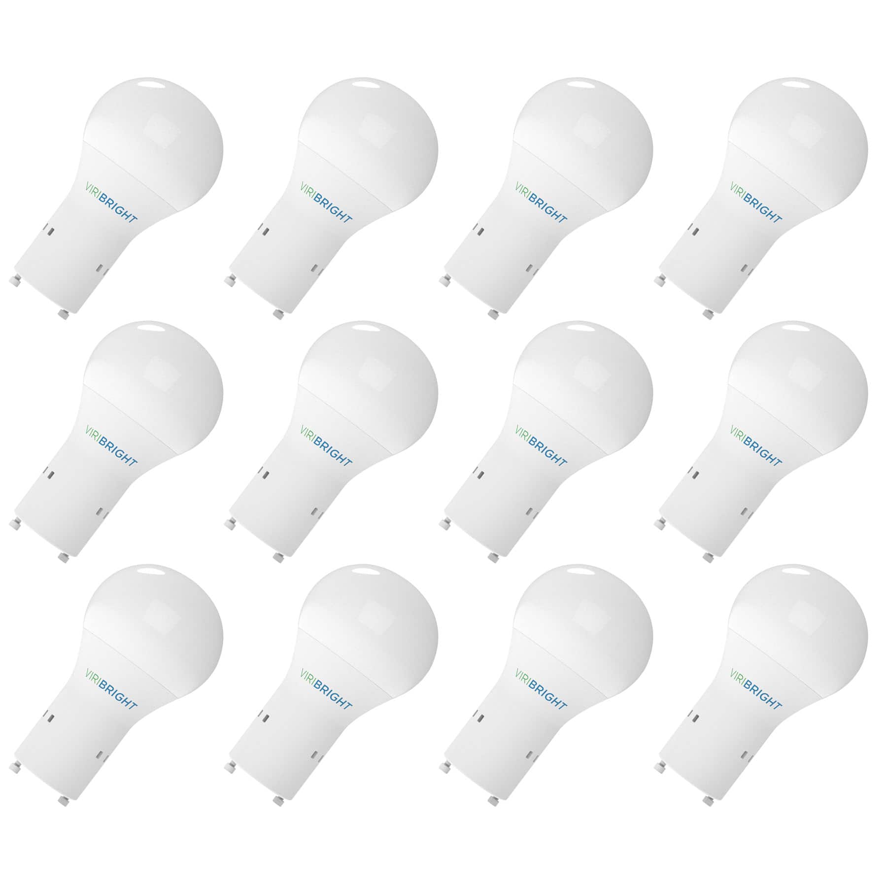 VIRIBRIGHT - A19 LED Bulb, GU24, 9W, 800 Lumens, Non-Dimmable, Warm 2700K (12-Pack) - White
