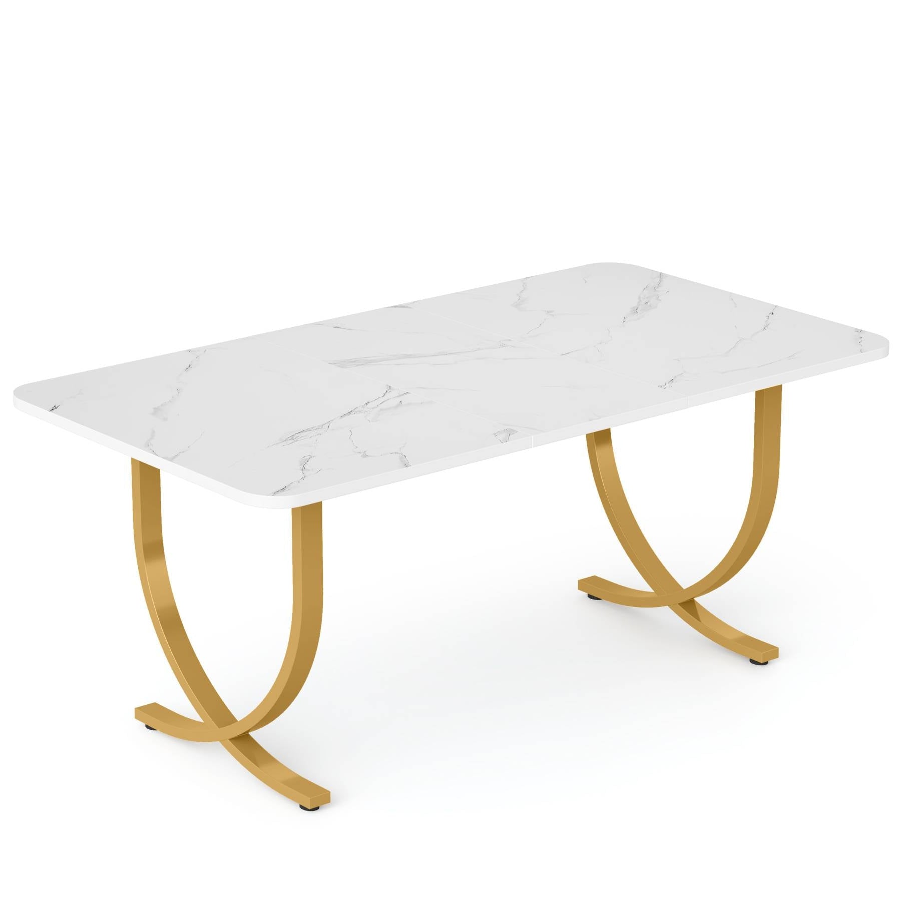 Alt View 4. Tribesigns - Office Meeting Table with Engineered Wood Construction, for Meetings and Collaborative Office Work - White.