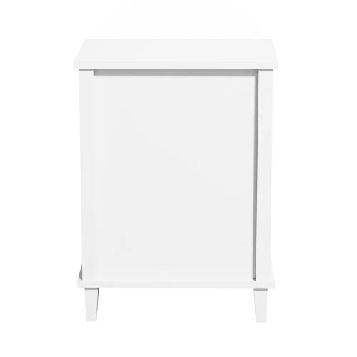 Alt View 5. LUCKY ONE - 26.8" Assembled Wooden Nightstand 1-Drawer 1-Shelf Silver Handle - White+gray.
