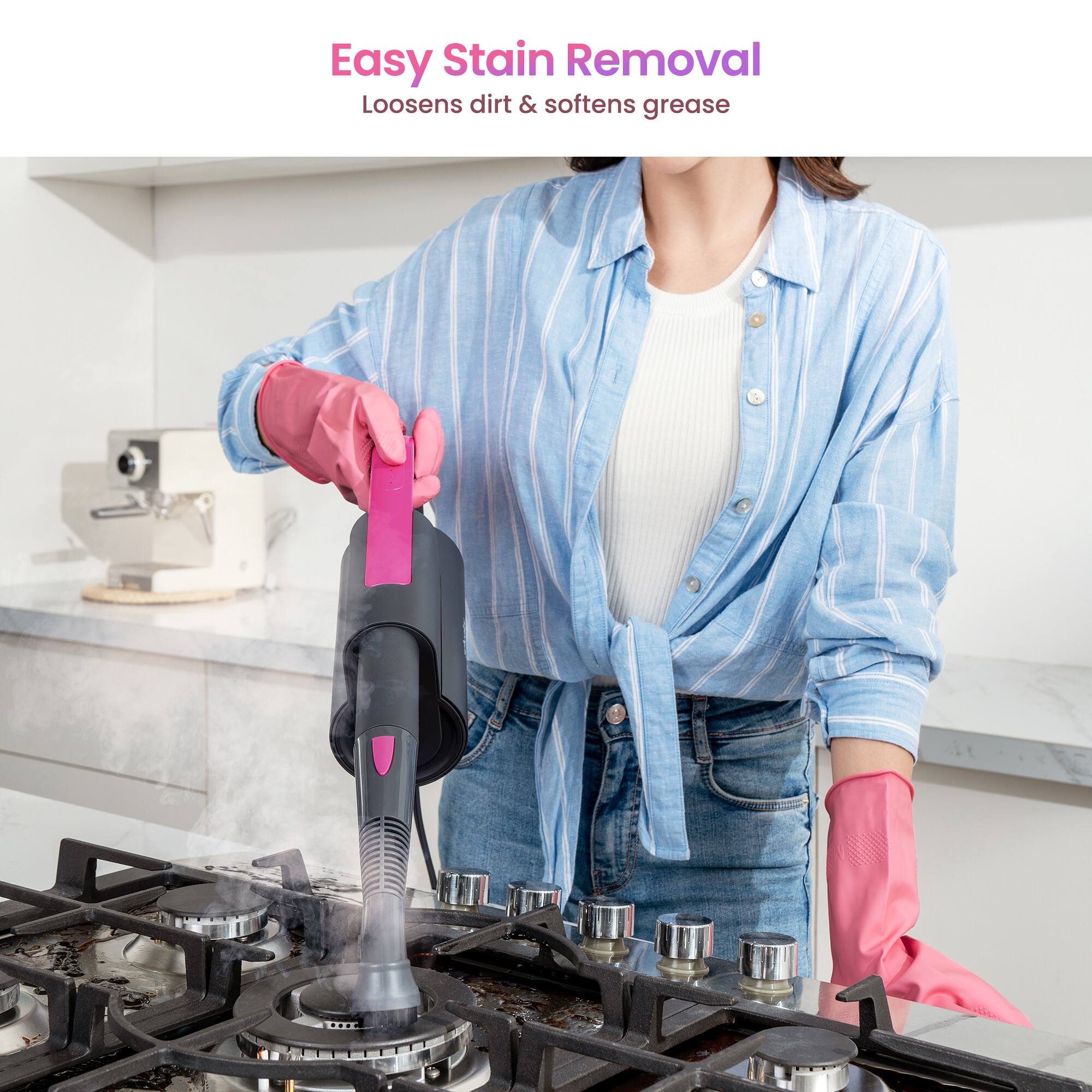 Easy Stain Removal  
Loosens dirt & softens grease