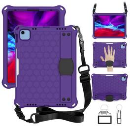 Dteck - For Apple iPad (A16) 11" 2025 2025 / 10th 2022 Rugged Kid Case Shockproof Safe EVA Hand Grip Cover With Crossbody Strap - Purple