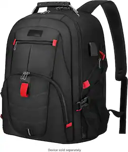 SaharaCase - Water Resistant Backpack with USB Charging port and fits up to 17.3" laptop - Black