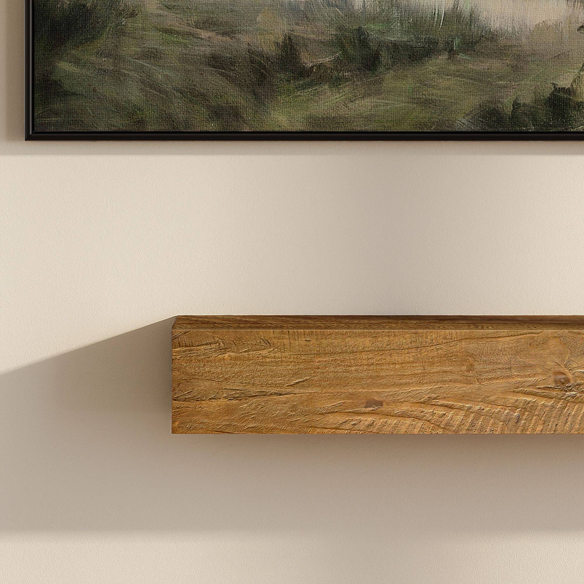Alt View 4. Plank+Beam - Rustic Floating Shelf/Fire Beam (48in / 1219mm), Rustic Honey - Rustic Honey.