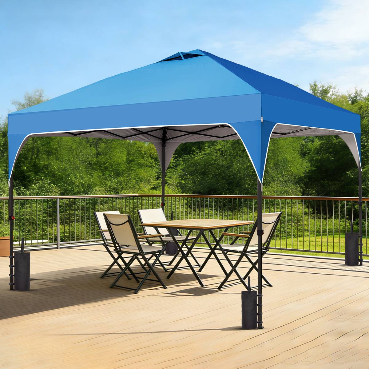 Alt View 1. Ainfox - Ainfox 8x8 FT Pop up Canopy Tent Portable with One Push Setup, Carry Bag,4 Sand Bags,Easy Setup Outdoor - Blue.