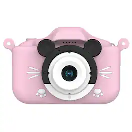 Cluzine - Kids Digital Camera, 2000W Pixels, Dual Lens, 2" Screen, USB Rechargeable, Cute Cat Pink