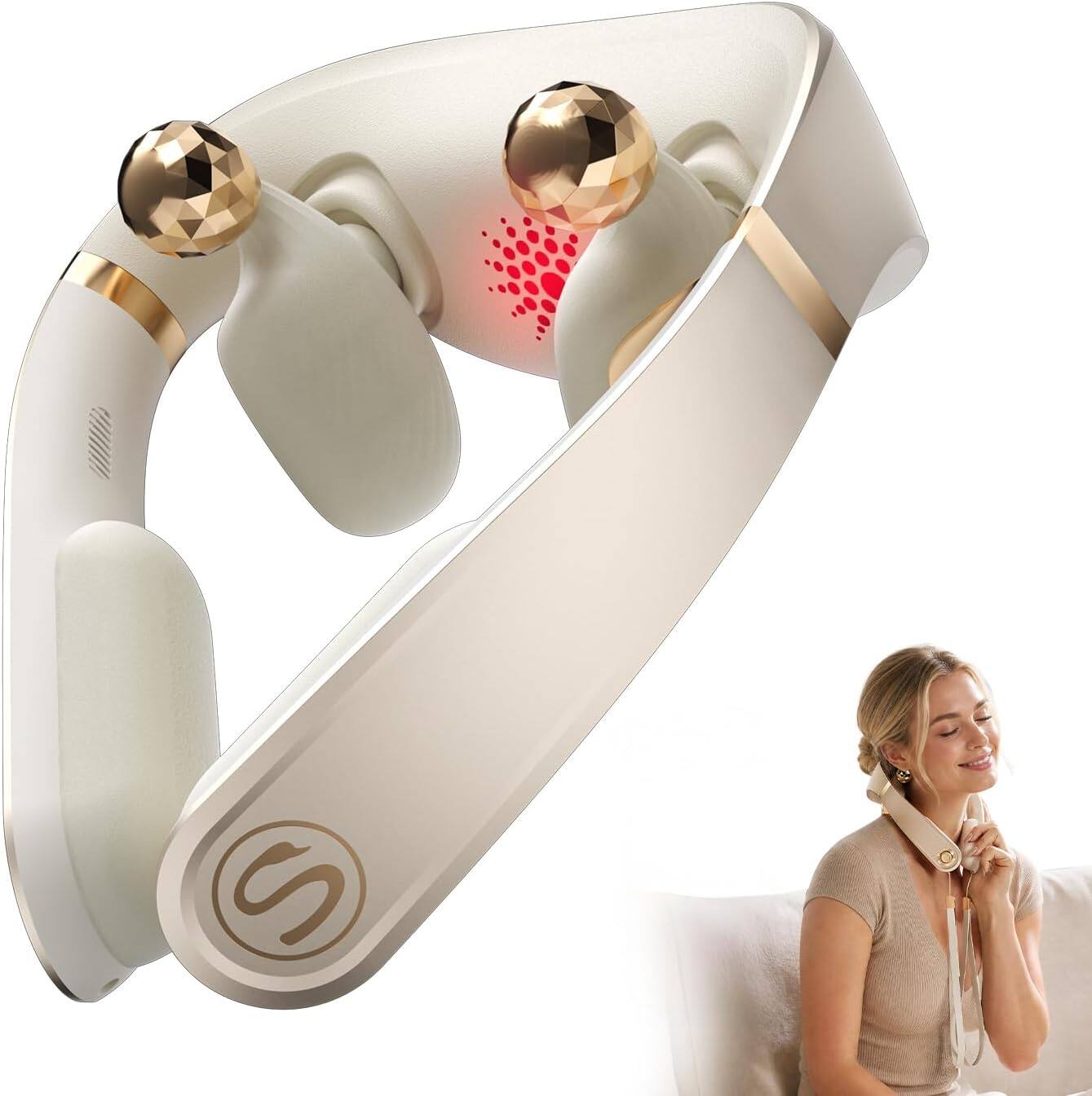 Front. SKG - PS700 Neck Massager with Heat for Strain Relief Deep Tissue - Golden.