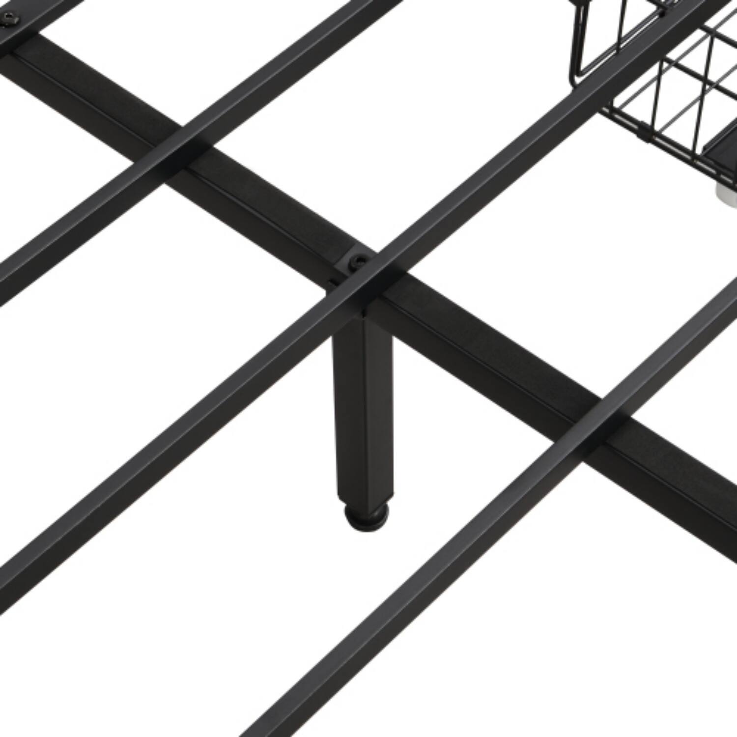 Alt View 1. LUCKY ONE - Full Size Platform Bed Frame with USB Outlets and RGB Lights, 4 Storage Drawers, Heavy Duty Metal Slats - Black+Brown+Grey.