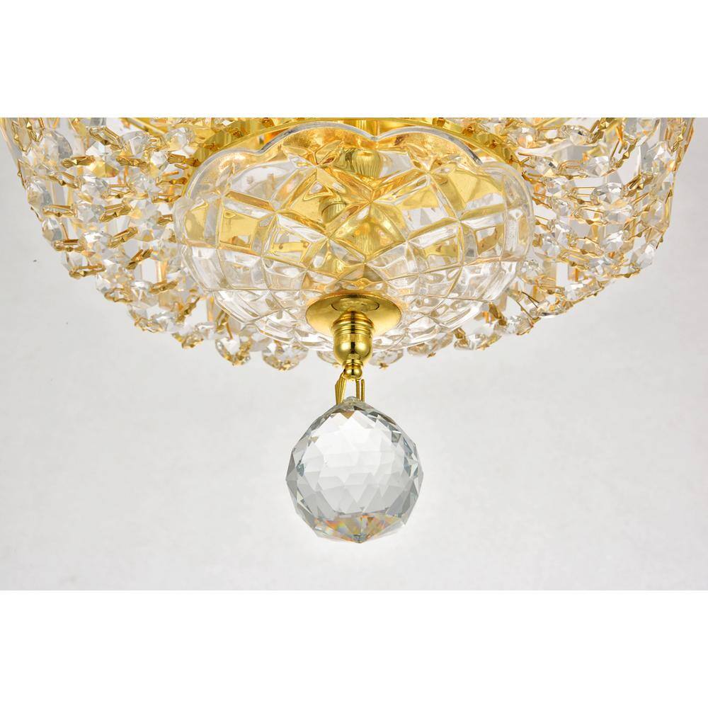 Angle. Elegant Lighting - Tranquil 4 light Gold Flush Mount Clear Royal Cut Crystal - Gold.