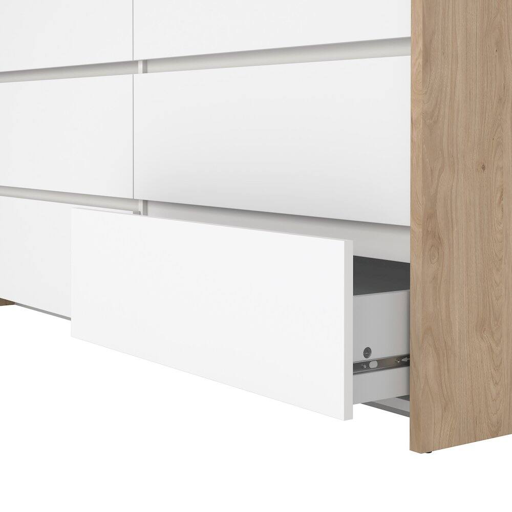 Alt View 5. Tvilum - Next 6 Drawer Double Dresser, Jackson Hickory/White High Gloss - Brown.