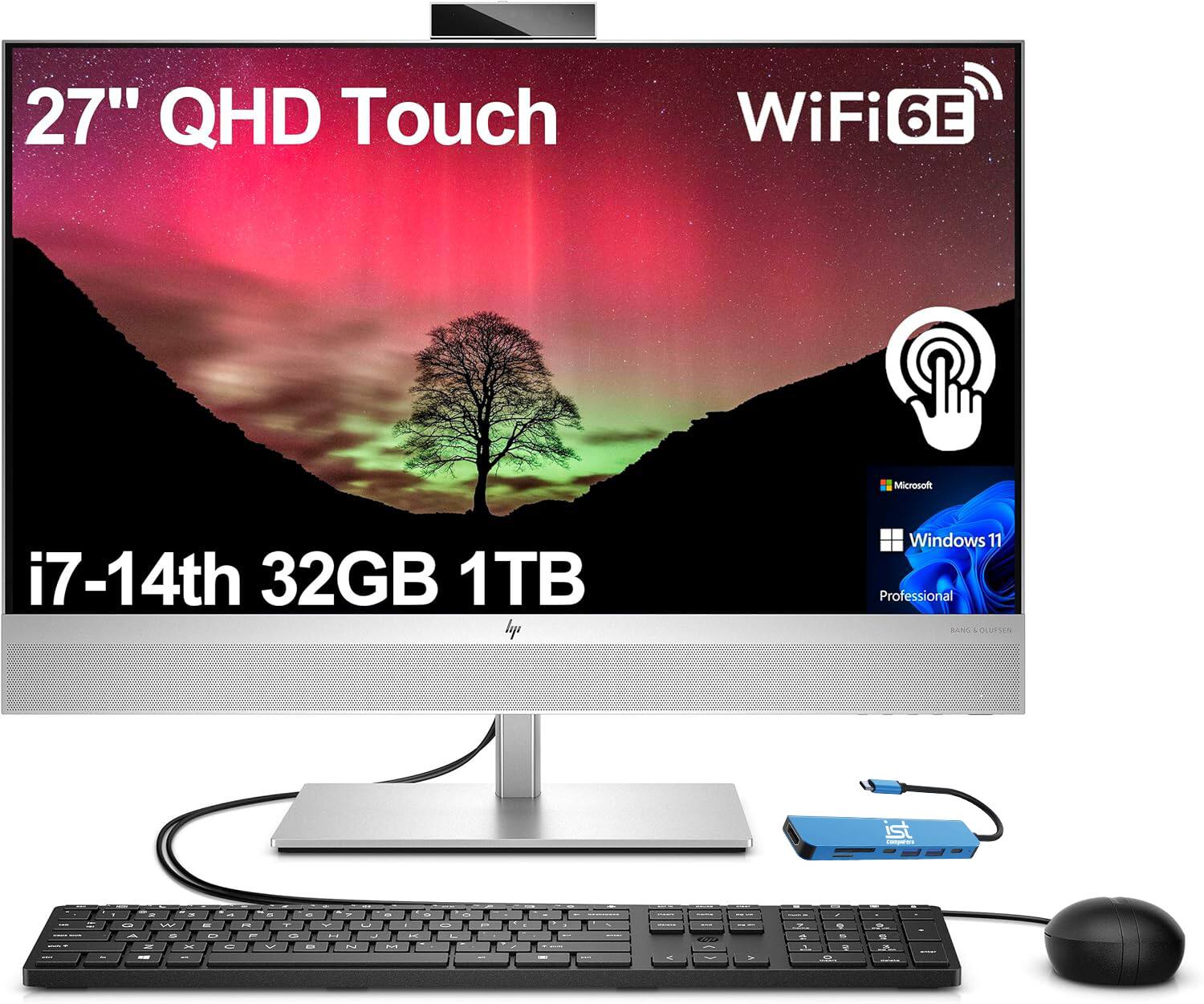 27" QHD Touch  
WiFi 6E  
i7-14th 32GB 1TB  
Windows 11 Professional