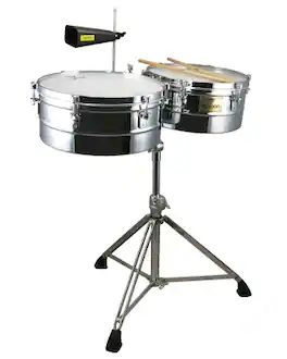 Tycoon Percussion - 14" & 15" Timbales, 6.5" Deep Stainless Steel Shells, Includes Height-Adjustable Tilting Stand