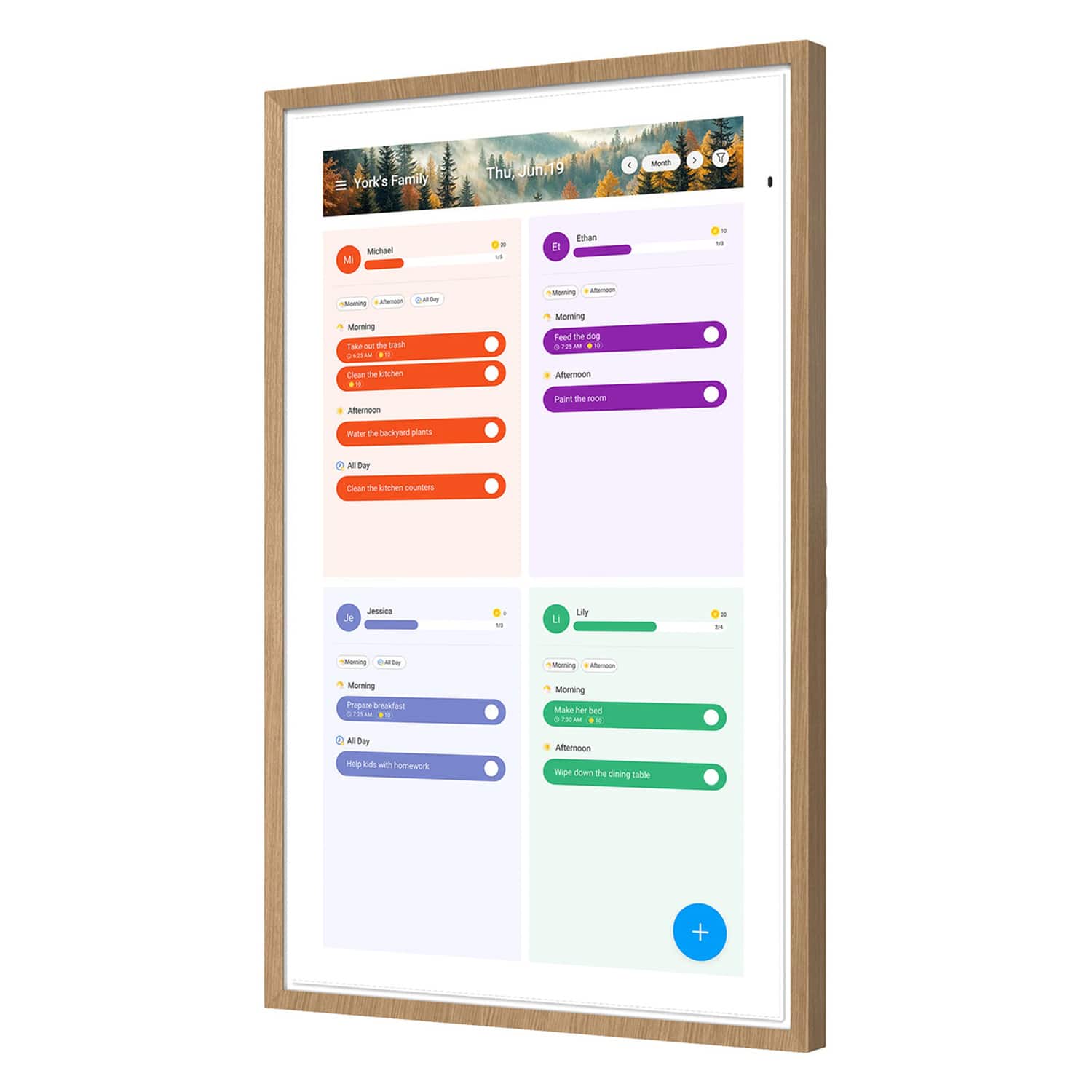 Apolosign - 21.5" Dual-Mode Digital Calendar, Wall Planner, Smart Family Organizer - Teak Yellow