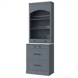 Spaco - Freestanding Pantry Cabinet with Drawer, Adjustable Shelves for Kitchen Storage, Modern Coffee Bar Buffet - Gray