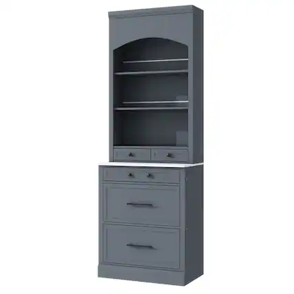 Front. Spaco - Spaco Freestanding Pantry Cabinet with Drawer, Adjustable Shelves for Kitchen Storage, Modern Coffee Bar Buffet - Gray.