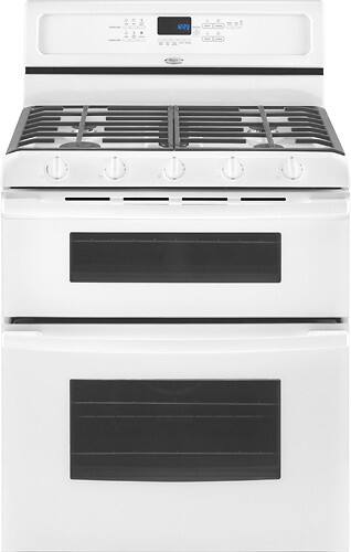 Front Standard. Whirlpool - 30" Self-Cleaning Freestanding Double Oven Gas Range - White-on-White.
