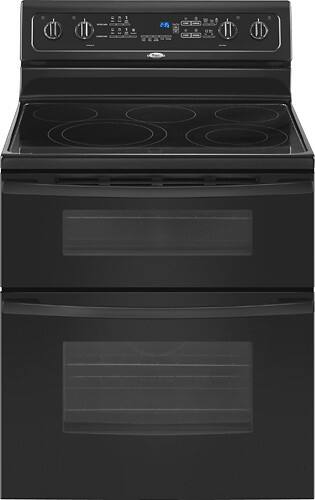 Front Standard. Whirlpool - 30" Self-Cleaning Freestanding Double Oven Electric Convection Range - Black.