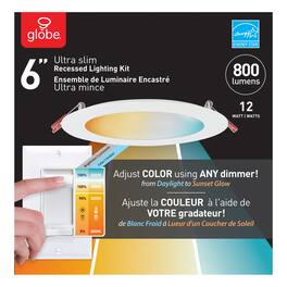 Globe Electric - Ultra Slim Energy Star White 6 in. W Plastic LED Canless Recessed Downlight 12 W