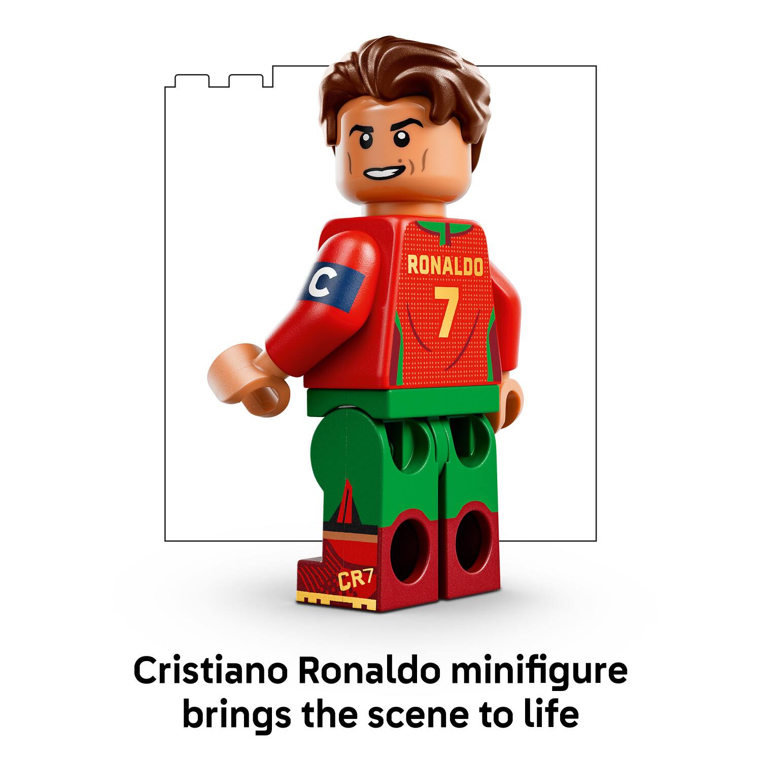 Cristiano Ronaldo minifigure brings the scene to life