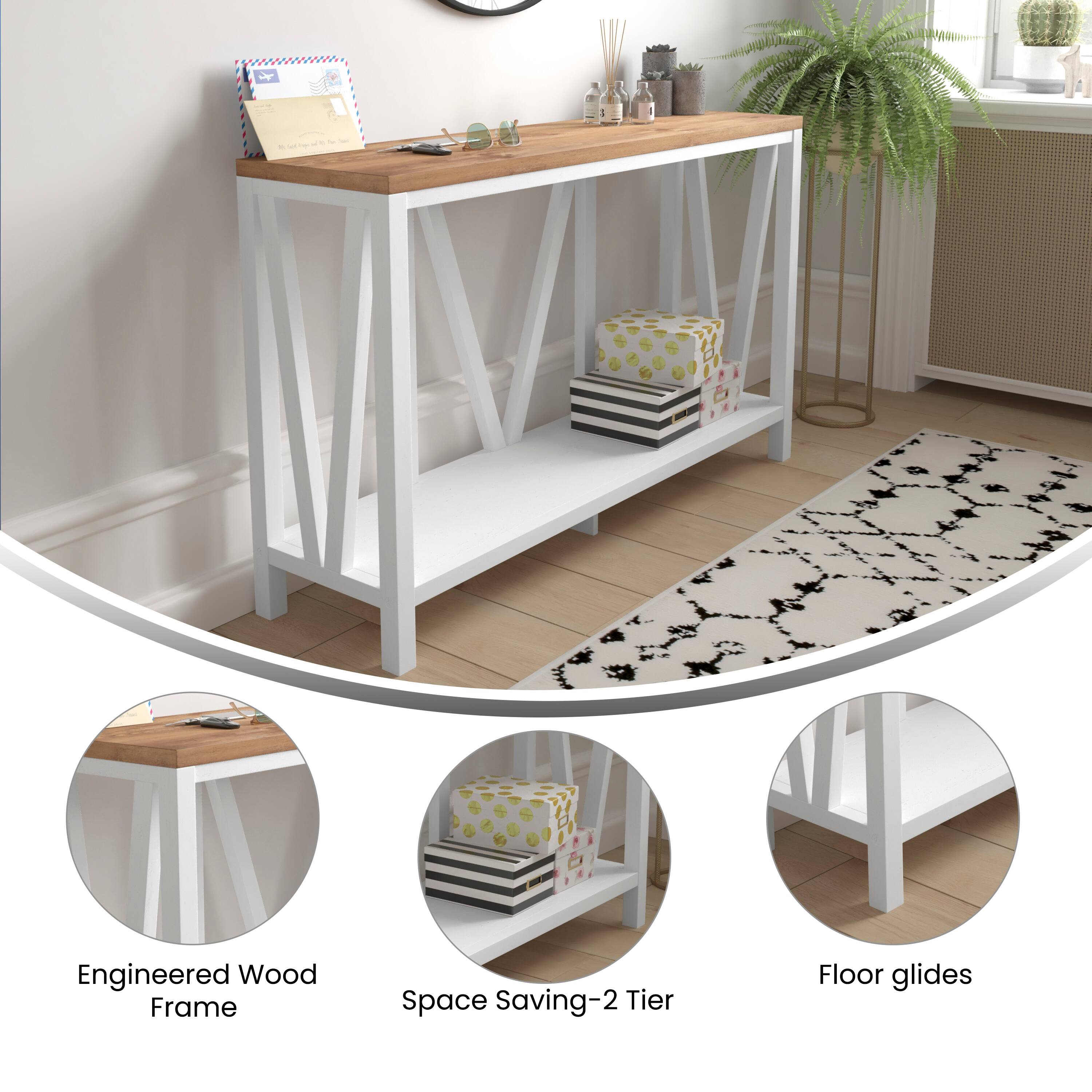 - Engineered Wood Frame
- Space Saving-2 Tier
- Floor glides