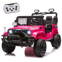 Chateau Abodes - 24V XL Kids Ride-On Truck, 2-Seater with Remote, 200W Dual Motor up to 5 MPH, Bluetooth/USB Music, LED Lights - Pink