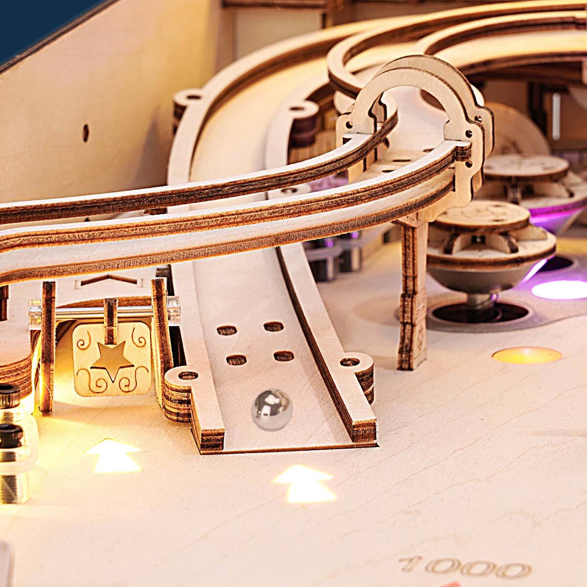 Alt View 3. ROKR - ROKR 3D Pinball Machine 3D Wooden Puzzle Christmas Birthday Gifts EG01.