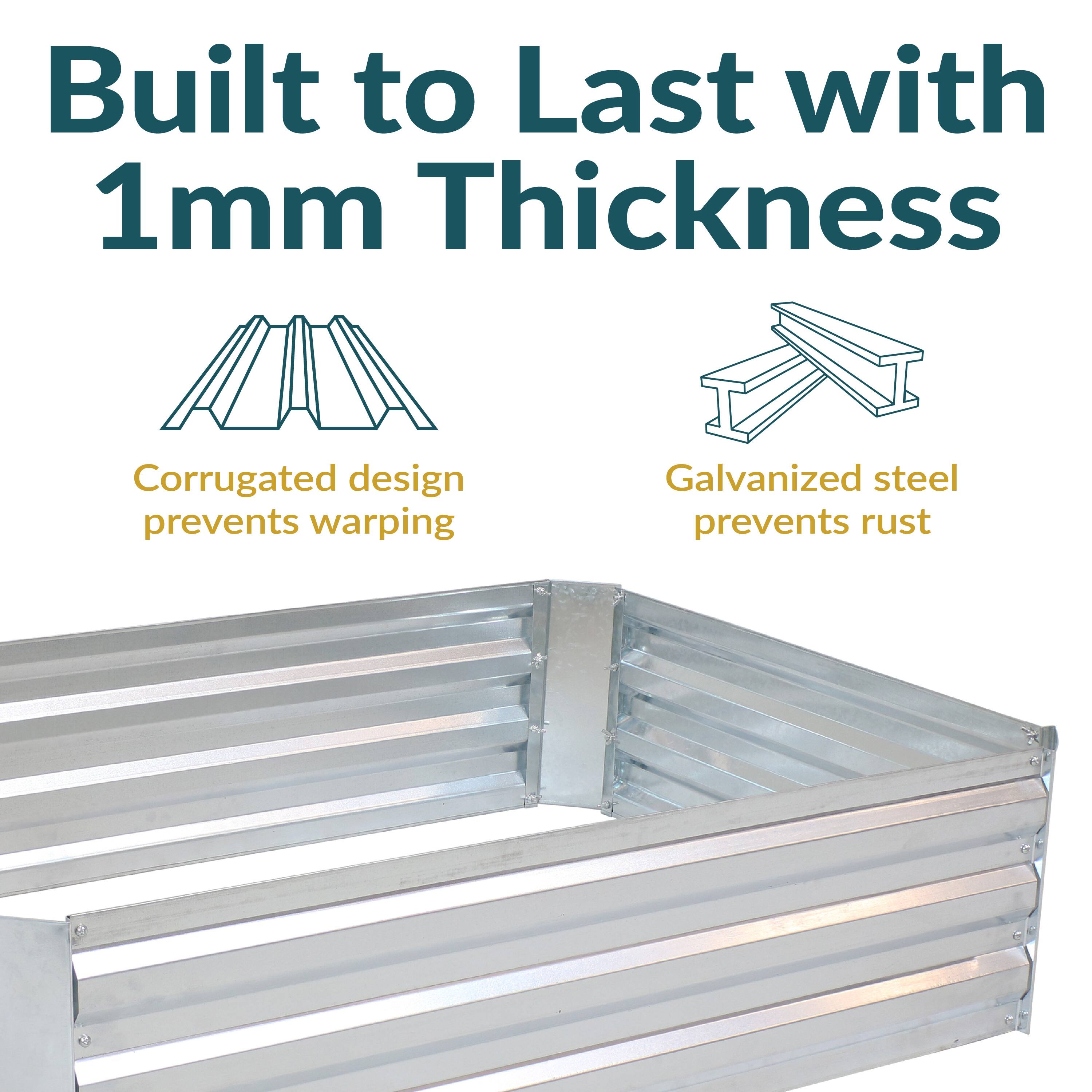 Built to Last with 1mm Thickness

- Corrugated design prevents warping
- Galvanized steel prevents rust