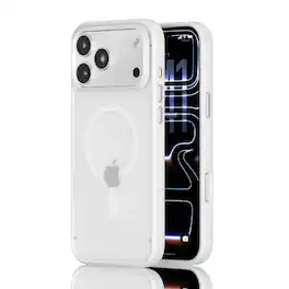 Dteck - Shockproof Frosted Magnetic Phone Case for Apple iPhone 18 Pro, Hard PC Soft TPU Cover Responsive AI Camera Button - White