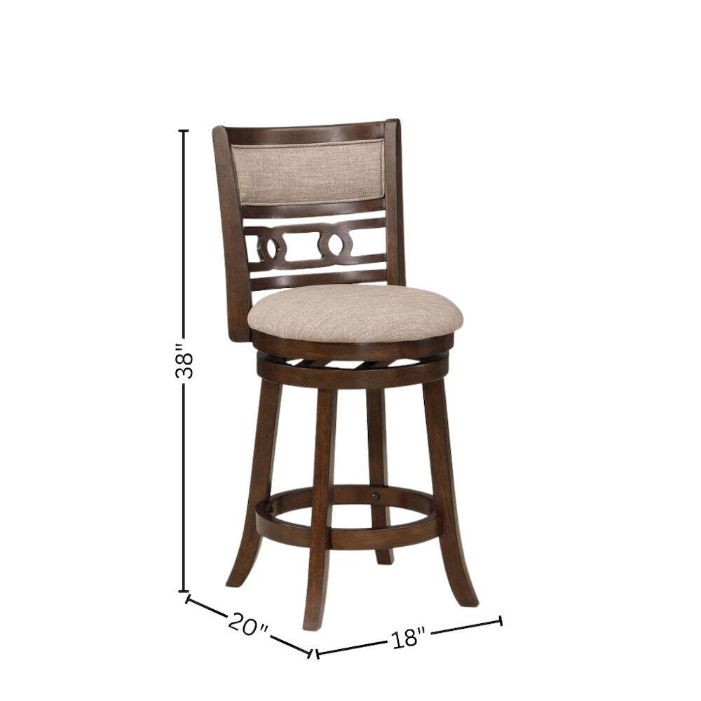 FurniFact - 24-Inch Wood Swivel Counter Stool Brown Fabric - Cherry price history on PriceWatchPro