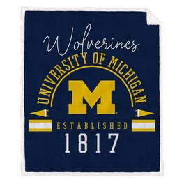 Pegasus - Michigan Wolverines 60" x 70" Vintage Established Ultra Cozy Sherpa Blanket - Multicolor