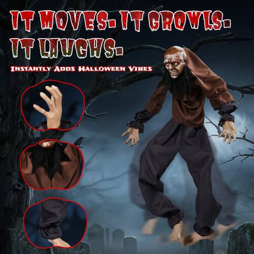 IT MOVES. IT GROWLS. IT LAUGHS.  
INSTANTLY ADDS HALLOWEEN VIBES