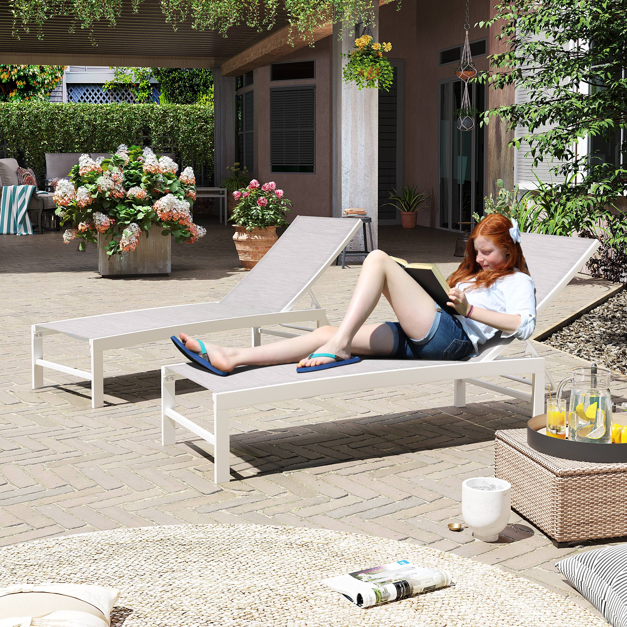 Back. Crestlive Products - Crestlive Products Outdoor Adjustable Aluminum Chaise Lounge Chairs (Set of 2) for Patio Pool Terrace - Multi-color.