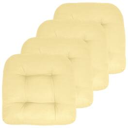 Sweet Home Collection - Patio Cushions Indoor/Outdoor Chair Pads Tufted 19" x 19", 4-Pack - Yellow