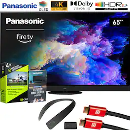 Panasonic - 65" Z95AP Series OLED 4K UHD Smart Fire TV (2025) Bundle w/ 26 Month Protection Pack + WN10 Neck Speaker