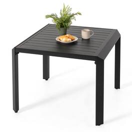 Nuu Garden - Outdoor Square Aluminum Dining Table with Umbrella Hole - Black