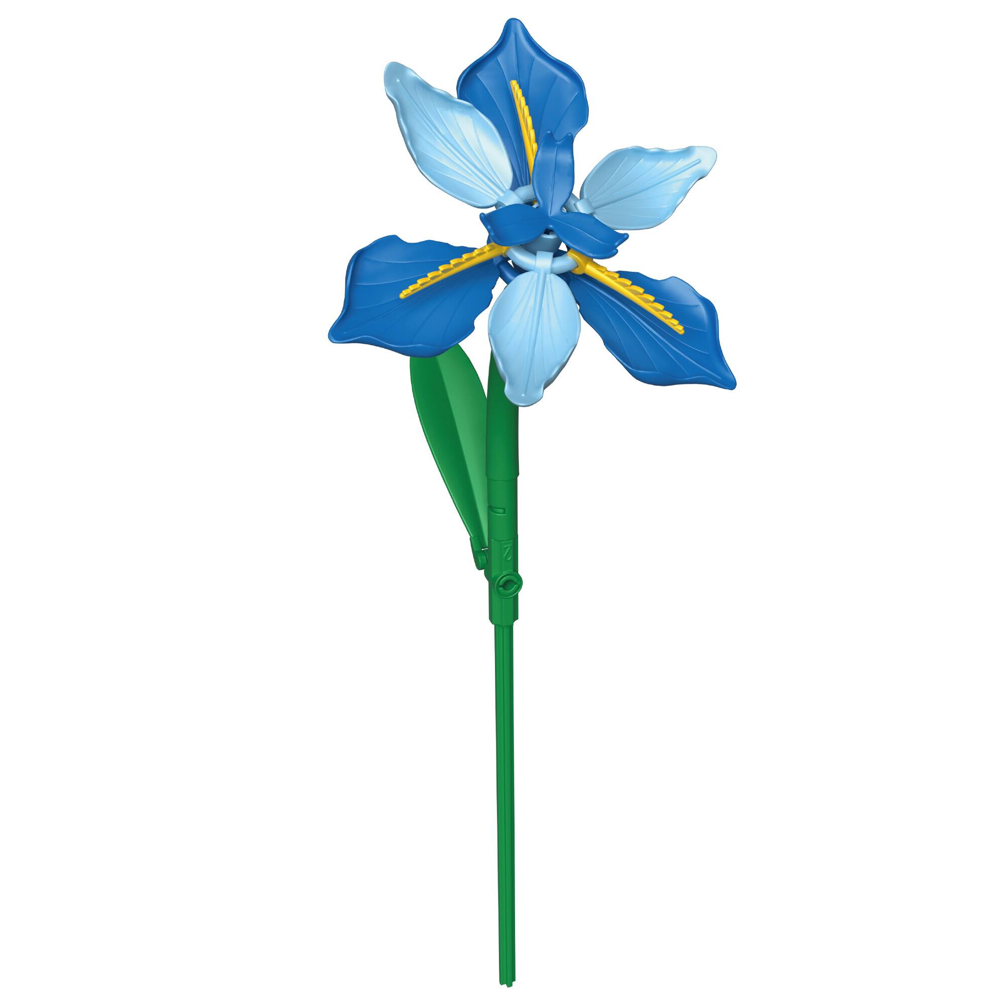 Left. Contixo - BK08 Flower Bouquet Building Set, 428-Piece Botanical Brick Kit with Adjustable Stems for Ages 8+ - Blue.