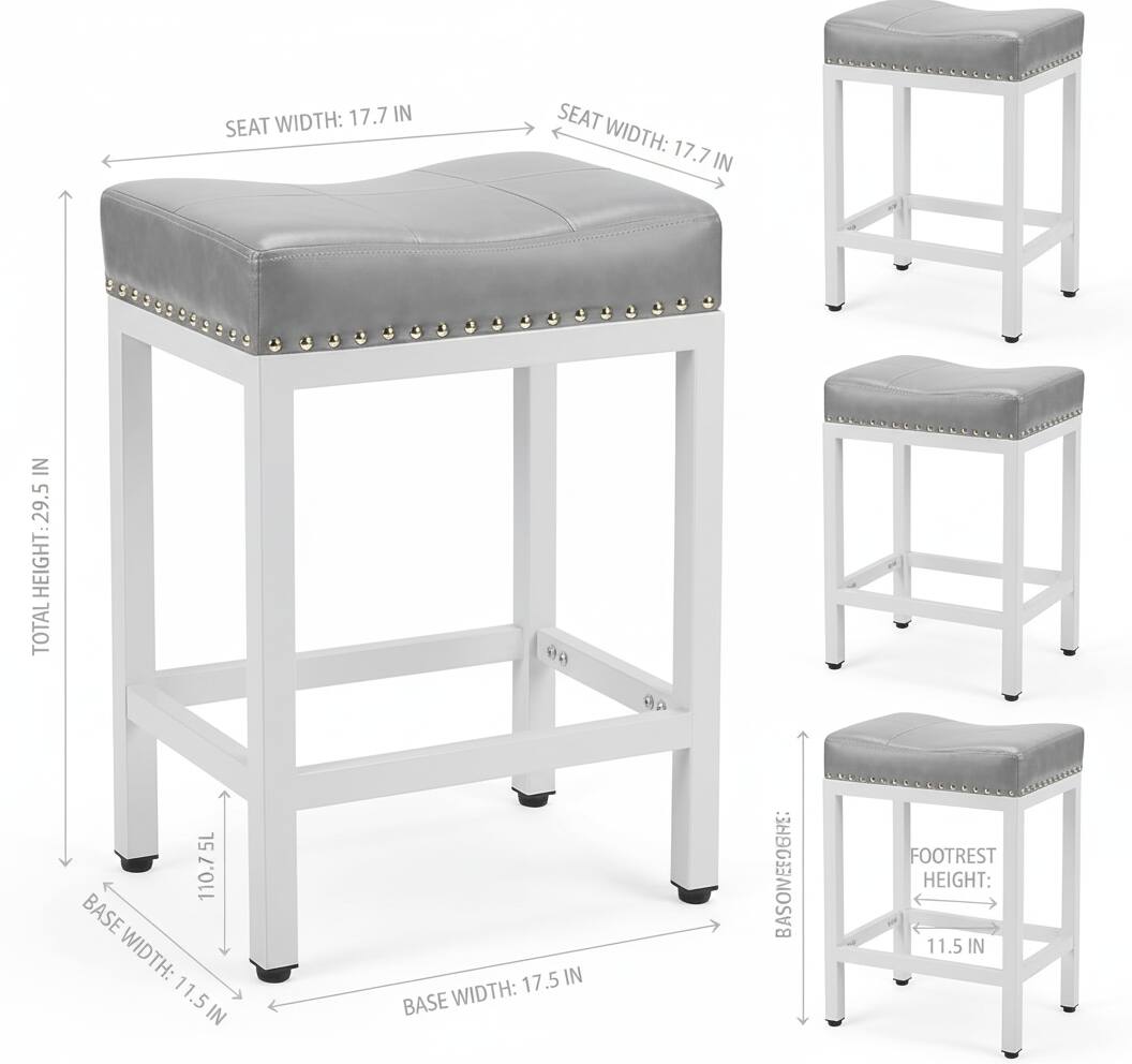 Sure, here is the corrected and grouped text from the image:

- **Seat Width:** 17.7 IN
- **Total Height:** 29.5 IN
- **Base Width:** 17.5 IN
- **Footrest Height:** 11.5 IN
- **Bassoneoghs:** 110.7 IN