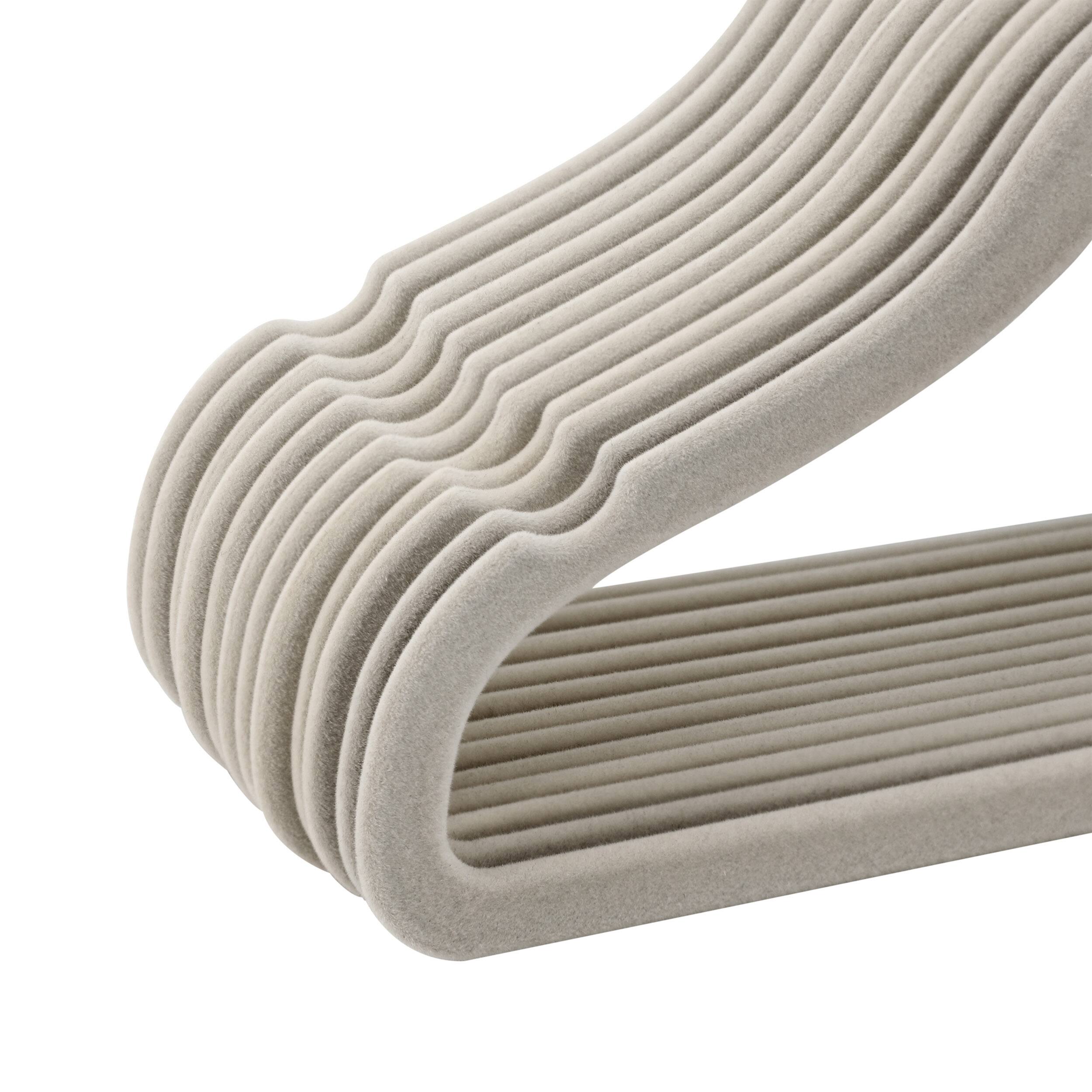 Alt View 2. Elama - Kids Basics 50 Piece Non-Slip Velvet Space Saving Notched Shoulder Clothes Hangers - Gray.