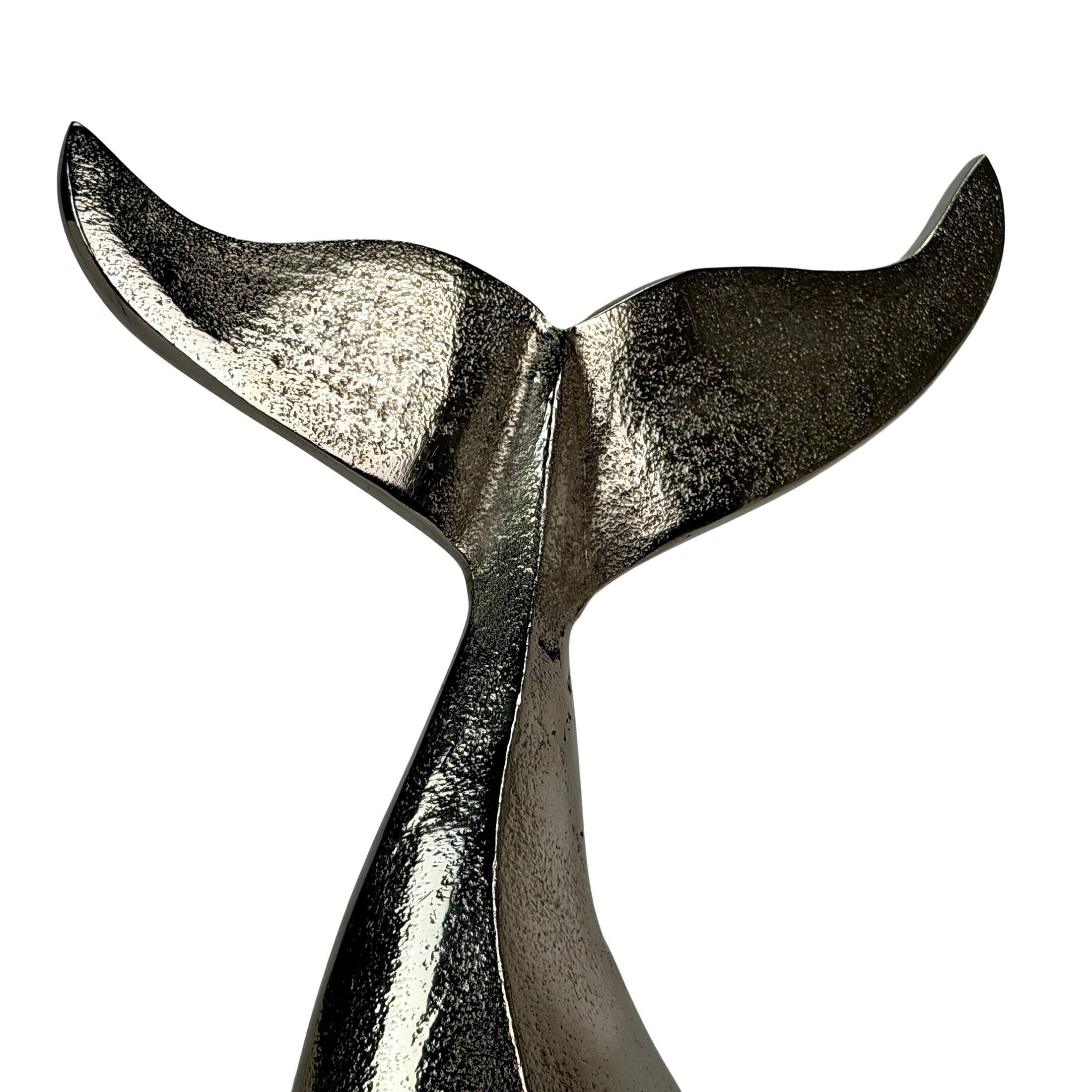Alt View 9. Things2Die4 - Decorative Whale Tail Bookends Set of 2 Silver Cast Aluminum 7 In - Silver.