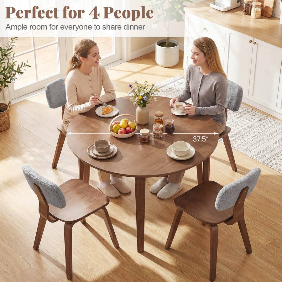 Costway 5 PCS Dining Table Set with 4 Padded Dining Chairs, Circle ...