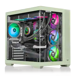 Thermaltake - LCGS View 9870M-380 Gaming Desktop AMD Ryzen 7 9800X3D, 32GB DDR5 Memory, NVIDIA GeForce RTX 5070, 2TB NVMe M.2 - Green