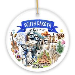 OrnamentallyYou - Artistic South Dakota State Themes and Landmarks Christmas Ornament Version 2 - Multi-colored