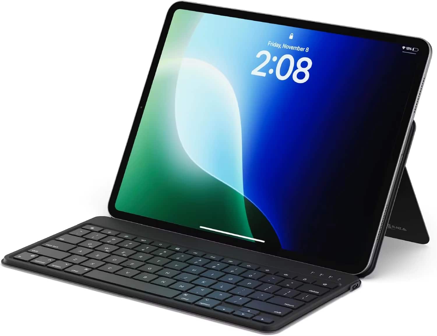 Luckbyte - Multi-Device Bluetooth Wireless Keyboard with Adjustable Stand, Connect Up to 3 Devices, USB-C Rechargeable - Black