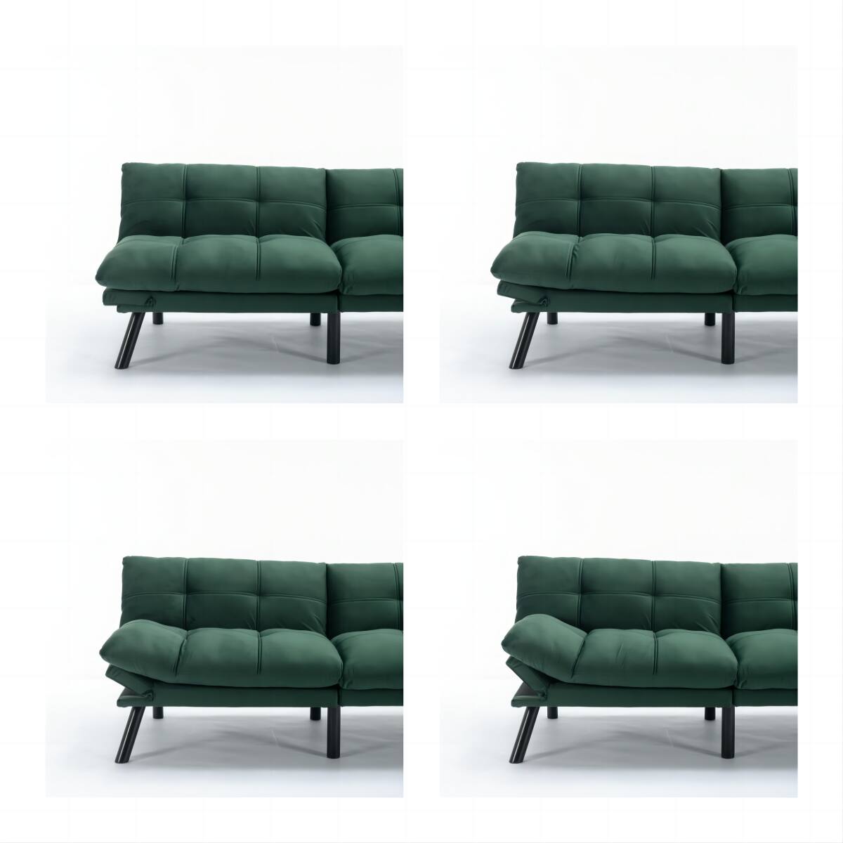 Back. Tiramisubest - Convertible Foldable Modern Sofa Bed,Futon Lazy Sofa Bed,Comfy Small Couch for Living Room and Bedroom,Emerald - Emerald.