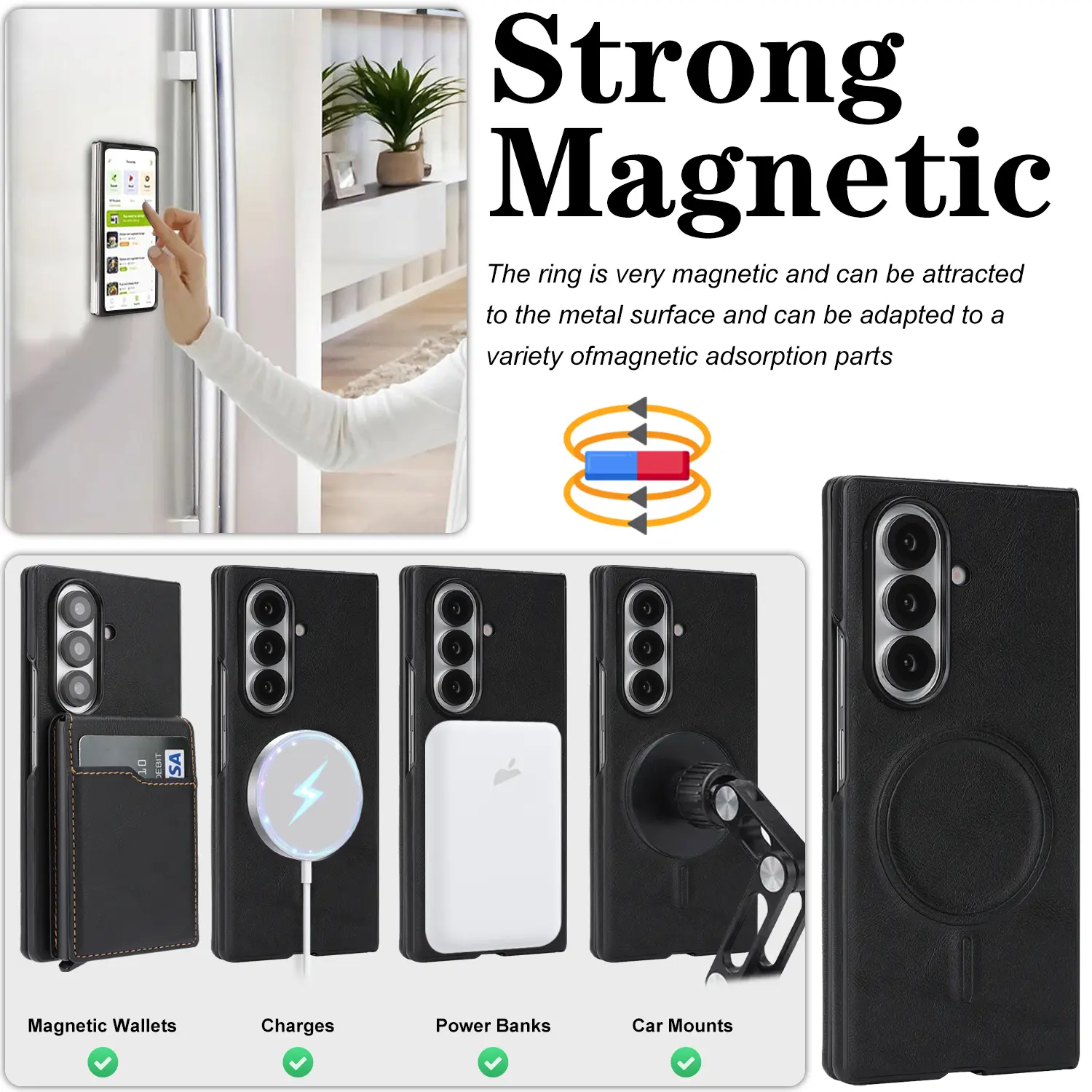 Strong Magnetic

The ring is very magnetic and can be attracted to the metal surface and can be adapted to a variety of magnetic adsorption parts

L    OT SA Magnetic Wallets Charges Power Banks Car Mounts