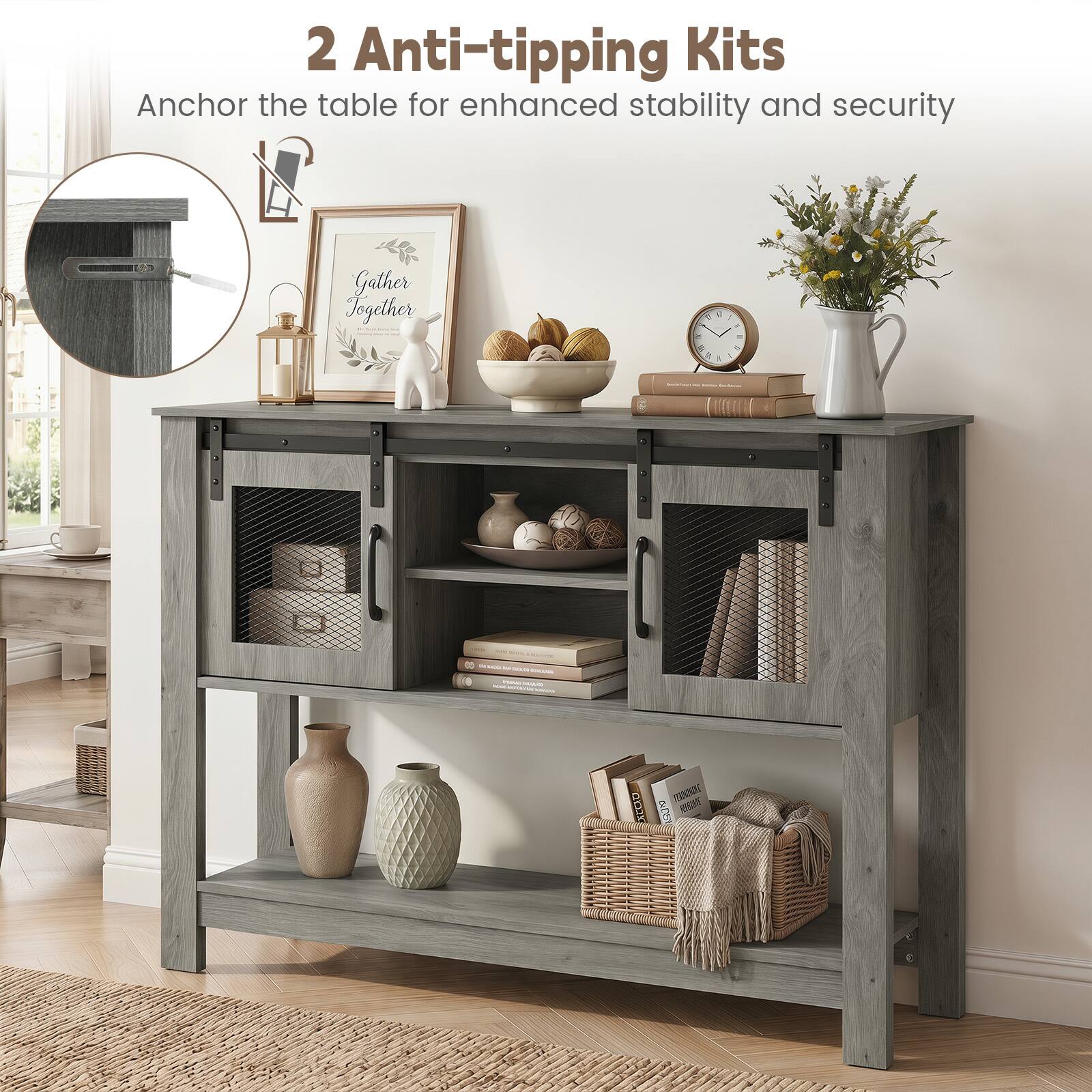2 Anti-tipping Kits  
Anchor the table for enhanced stability and security
