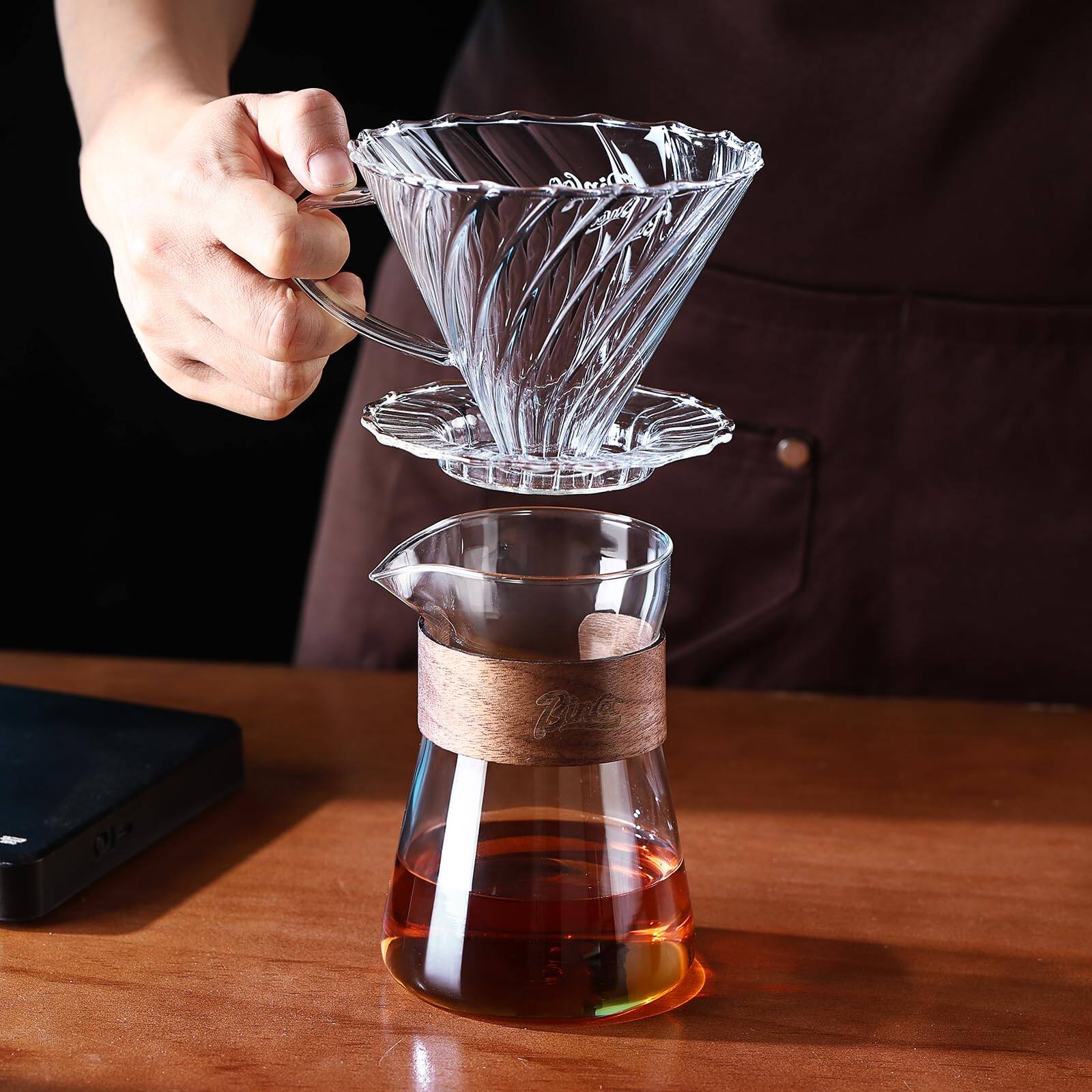 Dapper Styles Glass Coffee Carafe With Wood Heat resistant Layer ...
