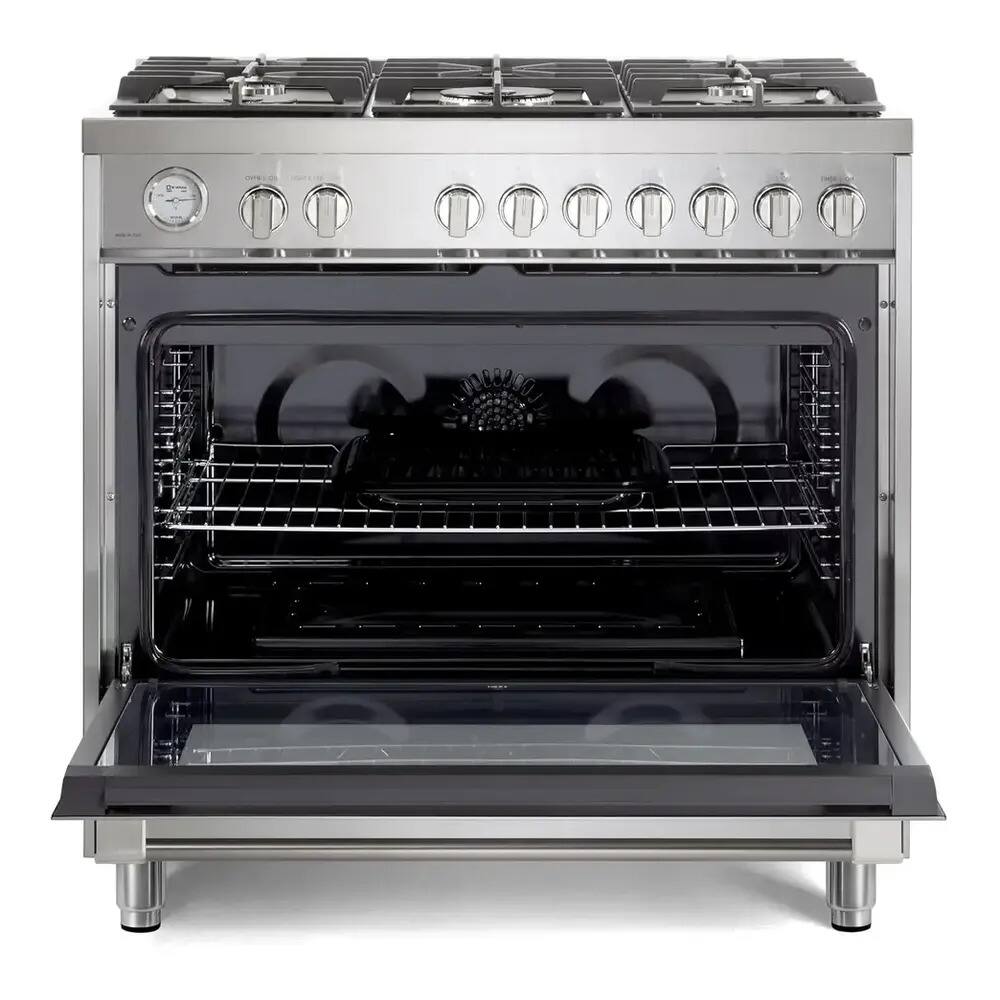 Alt View 1. Verona - Verona Prima 36" Gas Range with 5 Sealed Burners in Stainless Steel - Stainless Steel.