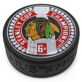 Mustang Drinkware - Chicago Blackhawks 6-Time Stanley Cup Champions 3'' Dynasty Trimflexx Puck - Multicolor